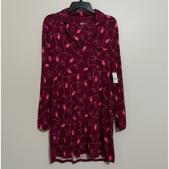 Jenni Intimates Sleepshirt Womens Medium Christmas Lights Holiday Festive Lounge - Picture 2 of 7
